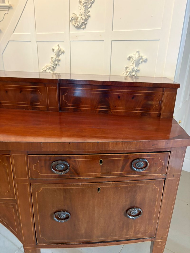 Outstanding Quality Large Antique George III Mahogany and Boxwood Strung Bow Fronted Sideboard - Image 12